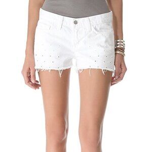 J Brand White Rigid Denim Eyelet Frayed Hem Shorts Size 27